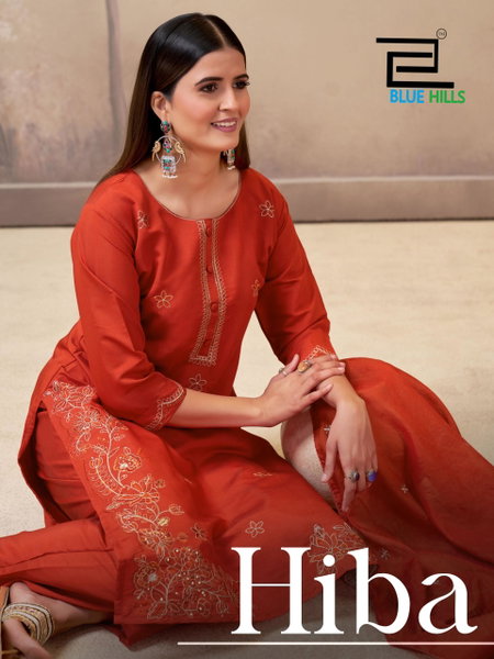 Hiba By Blue Hills Roman Silk Kurti With Bottom Dupatta Exporters In India